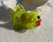 Lampwork Fish, Lime Green Handmade SRA LETEAM Glassymom DESTASH