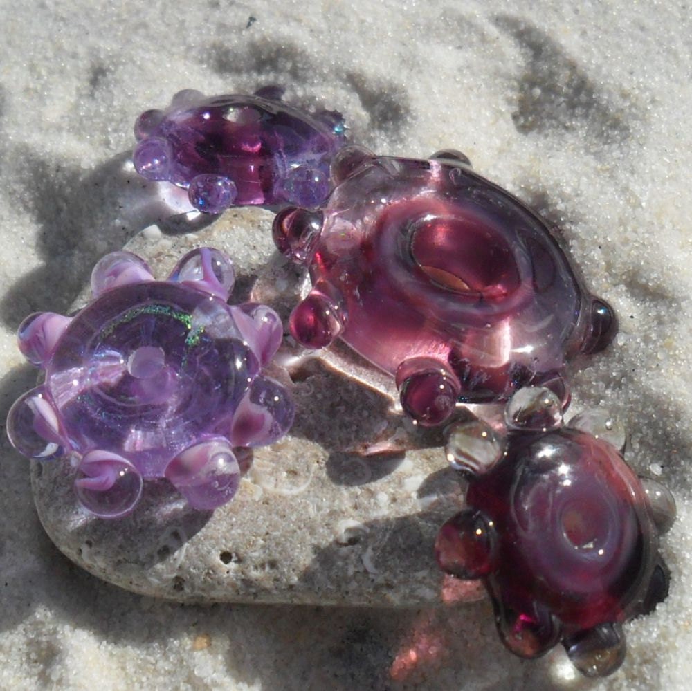 Lampwork Disks, Pink - Purple Disks, Handmade SRA LETEAM Glassymom