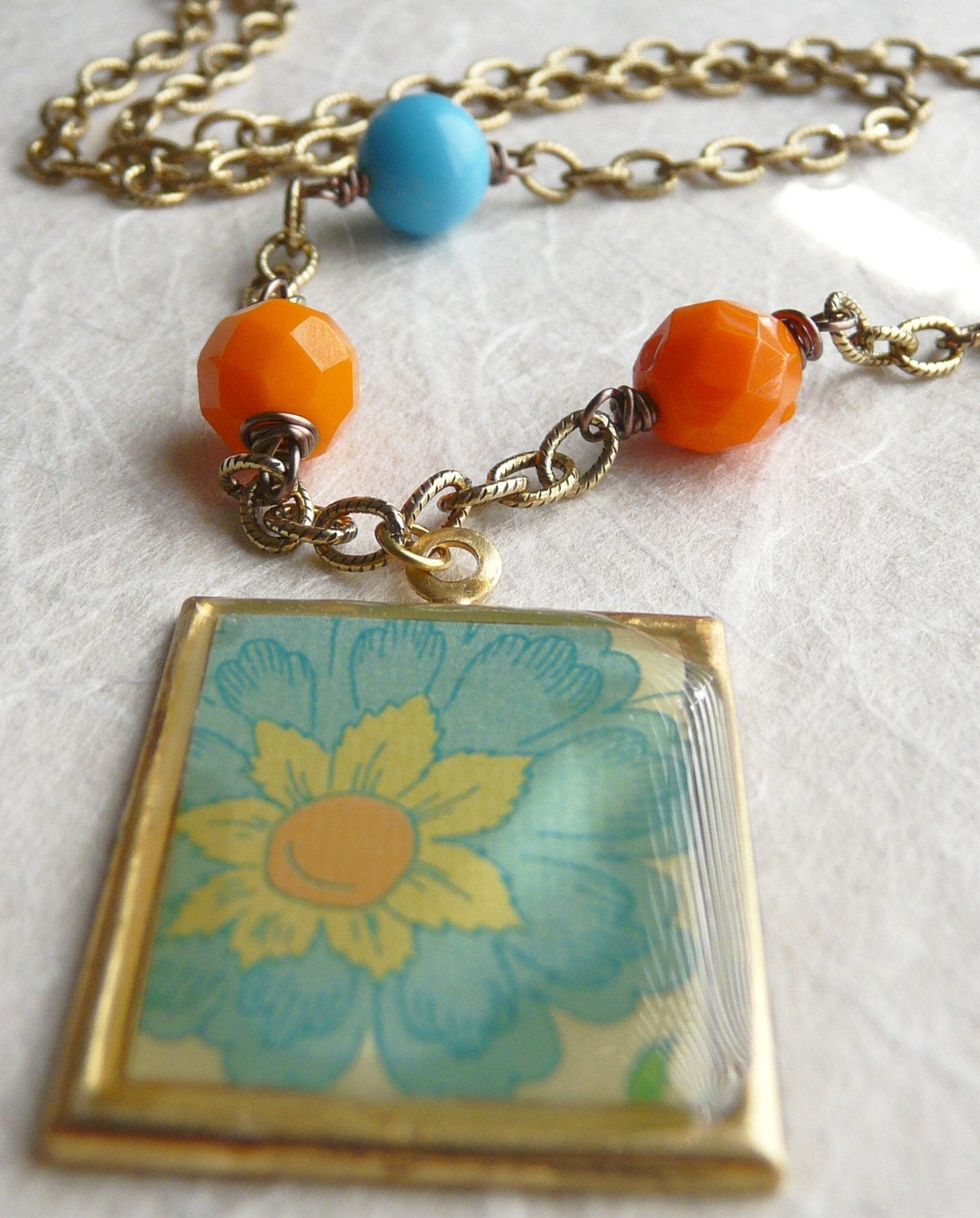 SALE - Take 50% Off - Cracklin Rosie - Handmade Resin Pendant Necklace