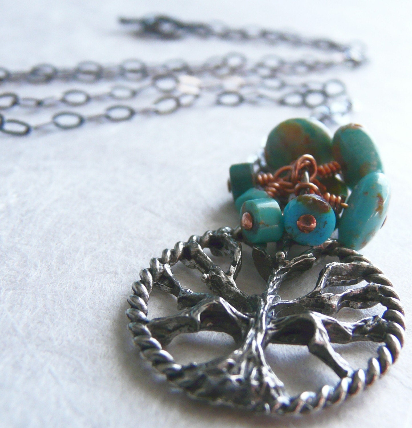 SALE - Take 50% Off - Arbol - Oxidized Silver Necklace with Tree of Life Pendant