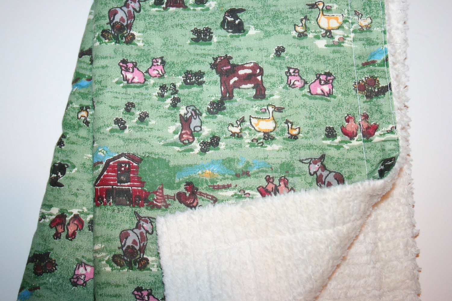 Farm Animals - Boy Baby Blanket - Chenille Baby Blanket - Farm Animals Blanket - Baby Blanket