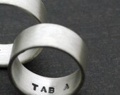 Secret Ring in Matte Sterling Silver for Men or Women - Medium Width - Uppercase Block Font