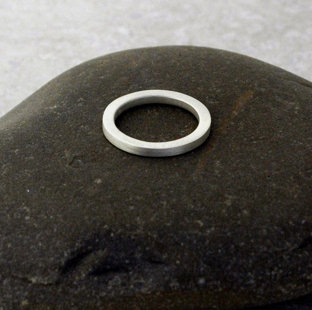Thick Matte Ring - Stackable Band in Sterling Silver - Made to Order in Square Wire