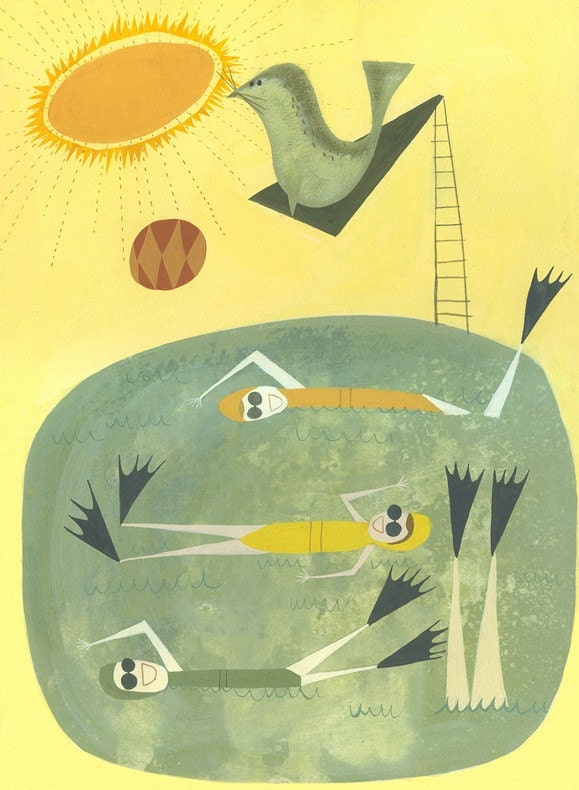 Swimming. Limited edition 11x14 print by Matte Stephens.