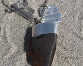 3-Charm Silver and Brown Sea Glass Necklace