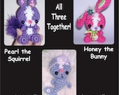 Digital PDF Squirrel Bunny Rabbit Seal Crochet Pattern  for Three  Milk Cap Cuties by Peggytoes