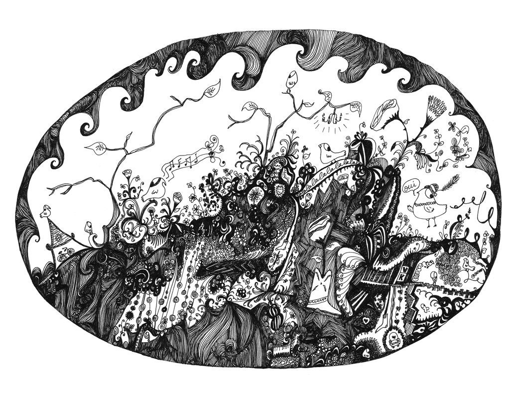 The Oval Forest 8x10 Fine Art Archival Print of Original Pen and Ink Drawing