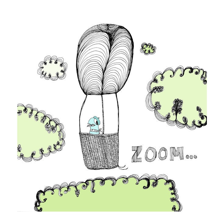 Zoom... 5x5 Quirky Illustration Print