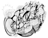 Wildflowers 8x10 Fine Art Archival Print of Original Pen and Ink Drawing