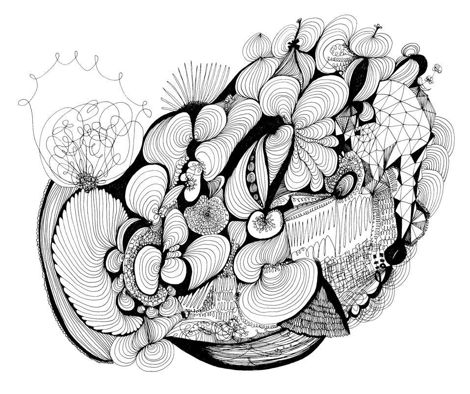 Wildflowers 8x10 Fine Art Archival Print of Original Pen and Ink Drawing