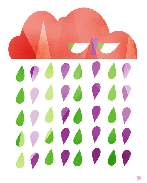 Acid Rain Storm (Weather Illustration), 8X10 Art Print
