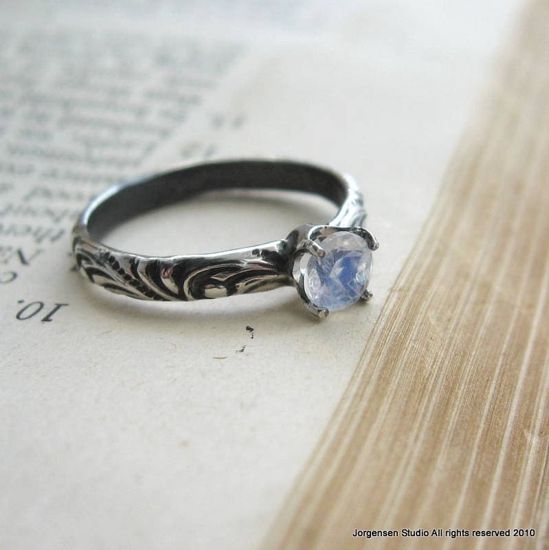 Faceted Moonstone Engagement Ring Gemstone Commitment promise ring