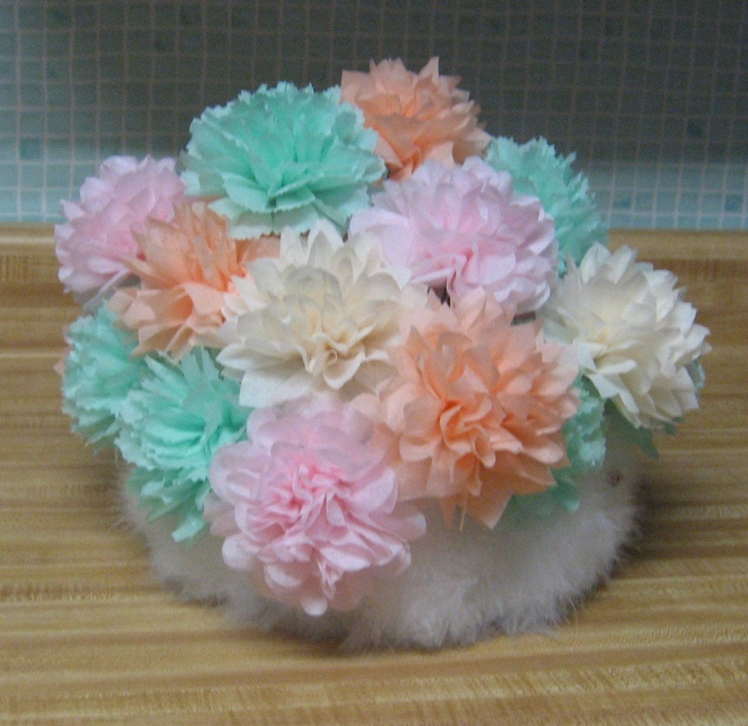 25, DIY, 4.5" ,Tissue Paper Flowers, mum,rose,dahlia,carnation, birthday, cupcake,Your Choice of Color
