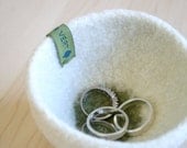 Roly Dot Bowl - Felted Wool - Cream with Pistachio Dot