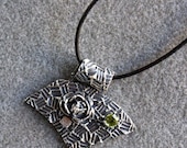 Heirloom Rose fine silver pendant necklace with peridot
