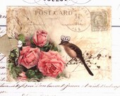 Vintage Style French Bird and Roses Bird Gift Tags by Bluebird Lane