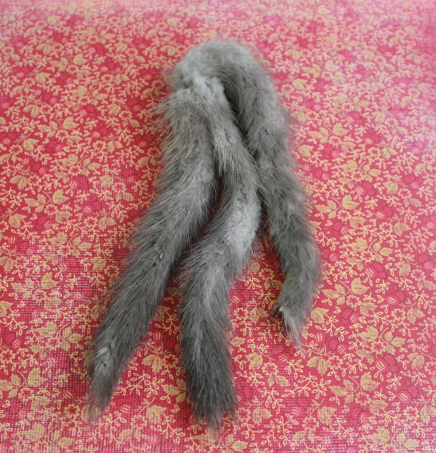 Trio of  tails  - real fur 1950's brooch