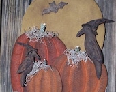 Primitive Halloween Pumpkins and Crows Door Hanger E-PATTERN
