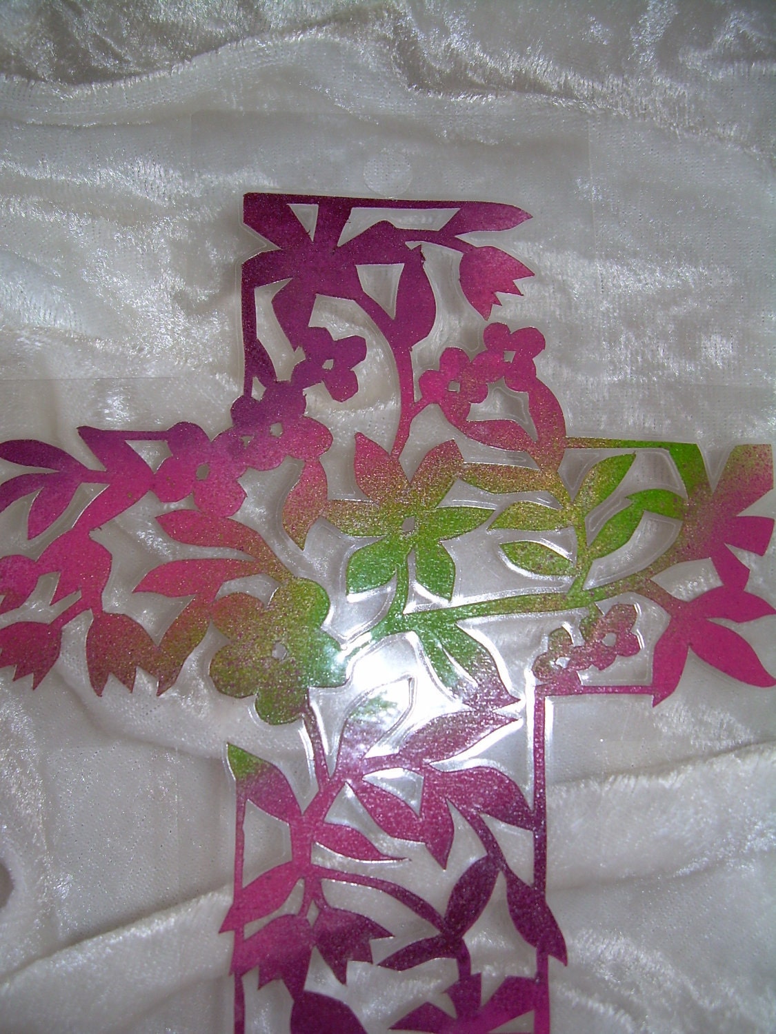 Floral Cross in Purple, Bible Marker, Paper Cutting Art
