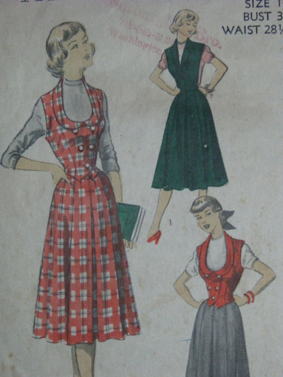 Advance 5739, early 1950s jumper, skirt, and weskit