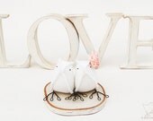 Fabric Birds Wedding Cake Topper Burlap Birds Woodland Wedding Love Birds French Country Rustic Barn Nursery Decor