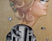 The Mechanics of Beauty.  Limited edition collage print by Vivienne Strauss.