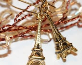 Paris  Earrings  Eiffel Tower Romantic  Antique Gold, Sale