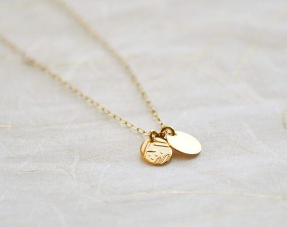 Gemini - gold double ovals necklace on gold fill chain - delicate jewelry - women gift under 40