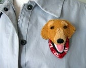 Golden Retriever Smiling Face Brooch / Pin READY TO SHIP