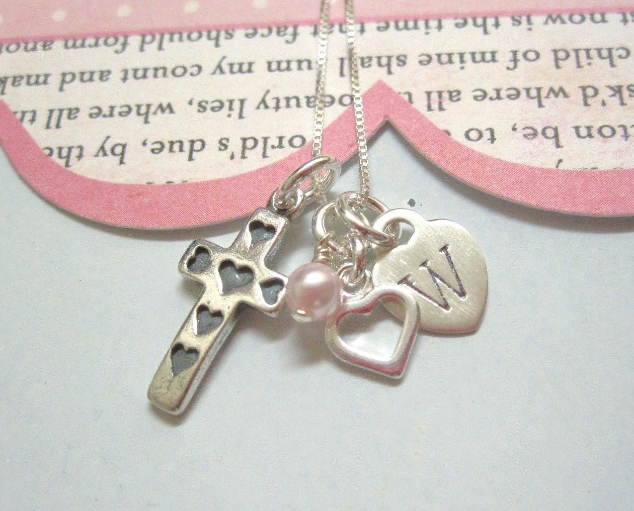 Hearts and Soul Girls Hand Stamped Personalized Initial Necklace ...Initial Necklace ...Hand Stamped Jewelry