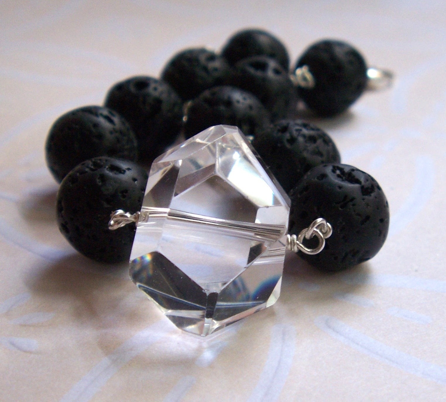 Lava and Rock Crystal Bracelet