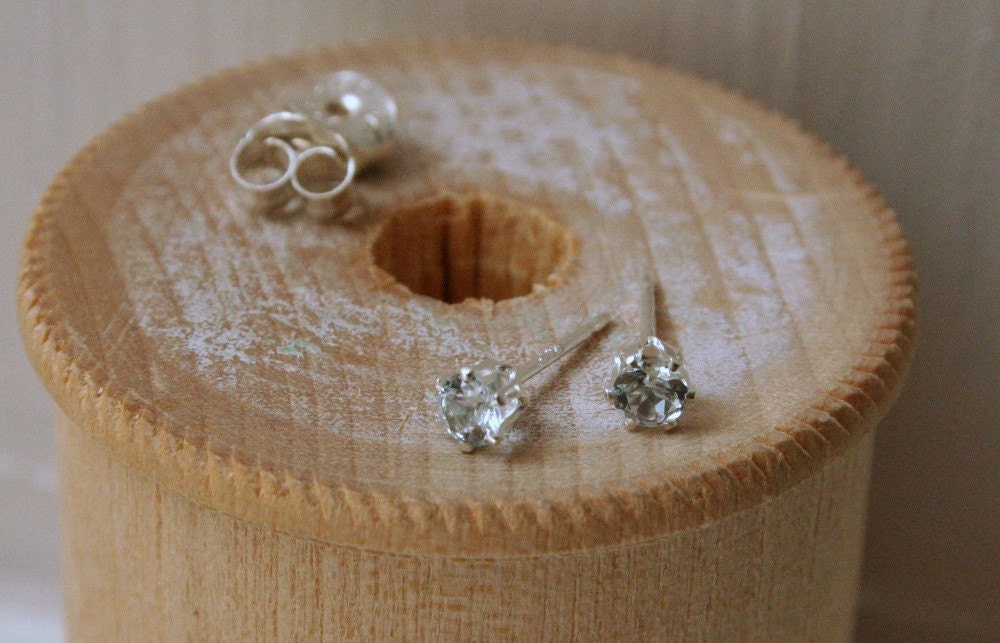 3mm Sky Blue Topaz Sterling Silver Stud Posts