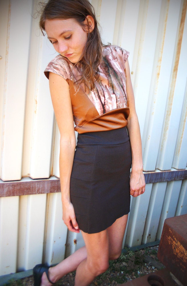 ON SALE-EXO-Dark Chocolate Knit Mini Pencil Skirt