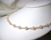 Ivory Pearl Necklace, Wedding, Bridal Jewelry, Swarovski, Handmade Classic Elegant, Wire Wrapped, Sterling Silver, Natasha N225B09