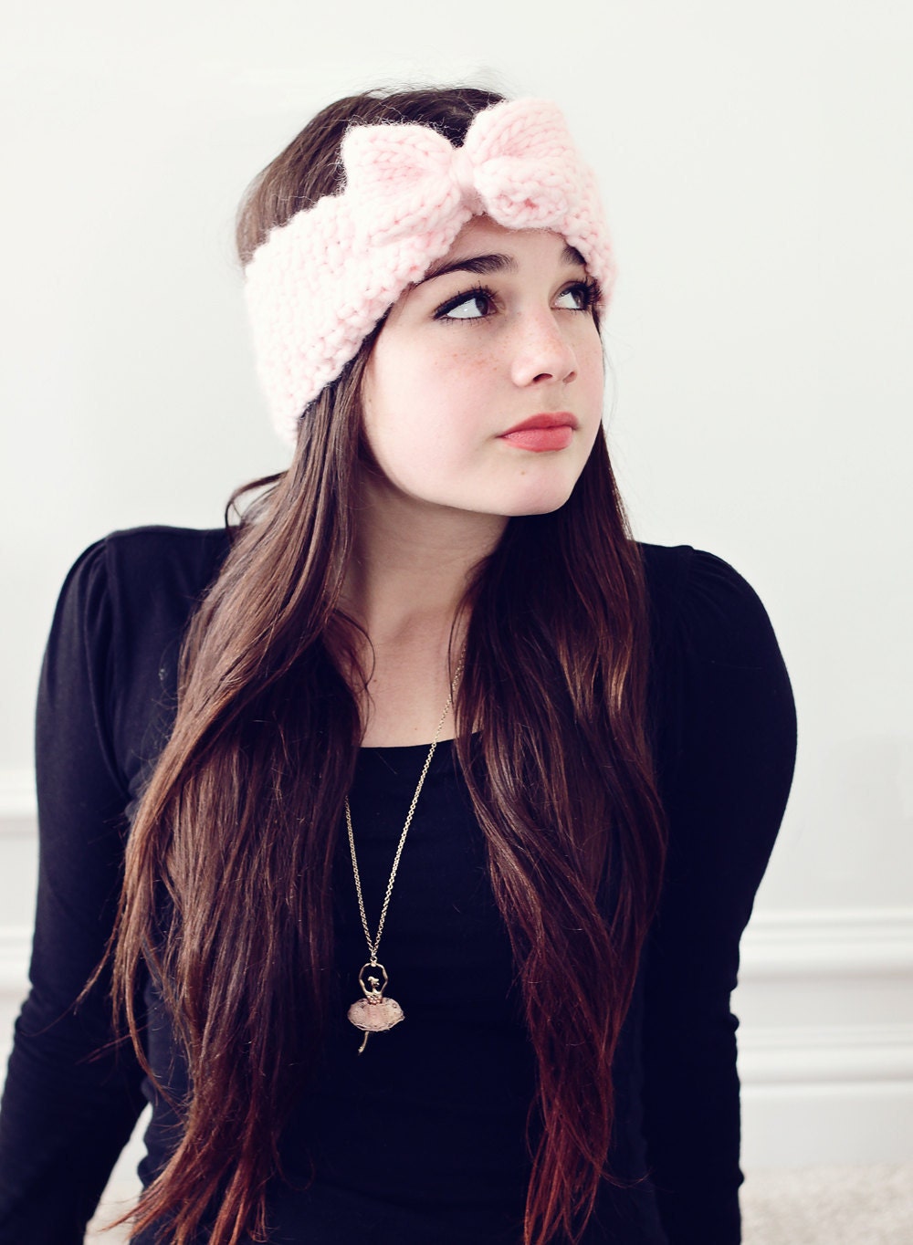 Chic Bow Knitted Head Wrap or Warmer Headband - knitting PATTERN - pdf format