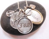 Grandma's Attic Hand Stamped Wax Seal Mixed Metal Necklace