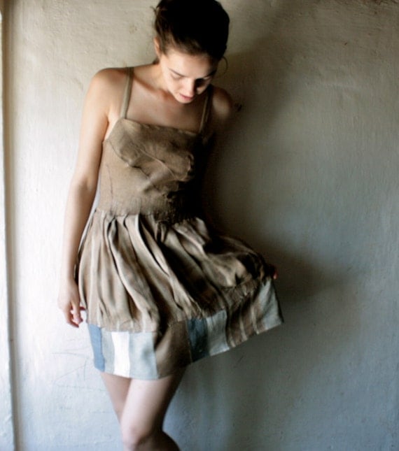 Linen dress - womens mini dress in brown linen size smallcyber monday