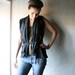 Black top - womens cardigan belted tank top custom size