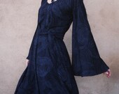 Heart Like Mine - iheartfink Handmade Hand Printed Dramatic Black on Black Womens  Artistic Kimono Dress