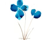 Art, Print, Giclee Print of Watercolor Painting: Bluest of Blue Flowers