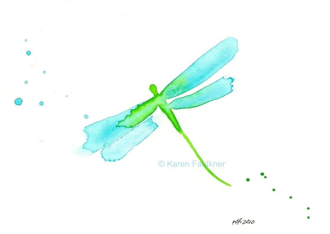 Art Print of Watercolor Painting: May Dragonfly