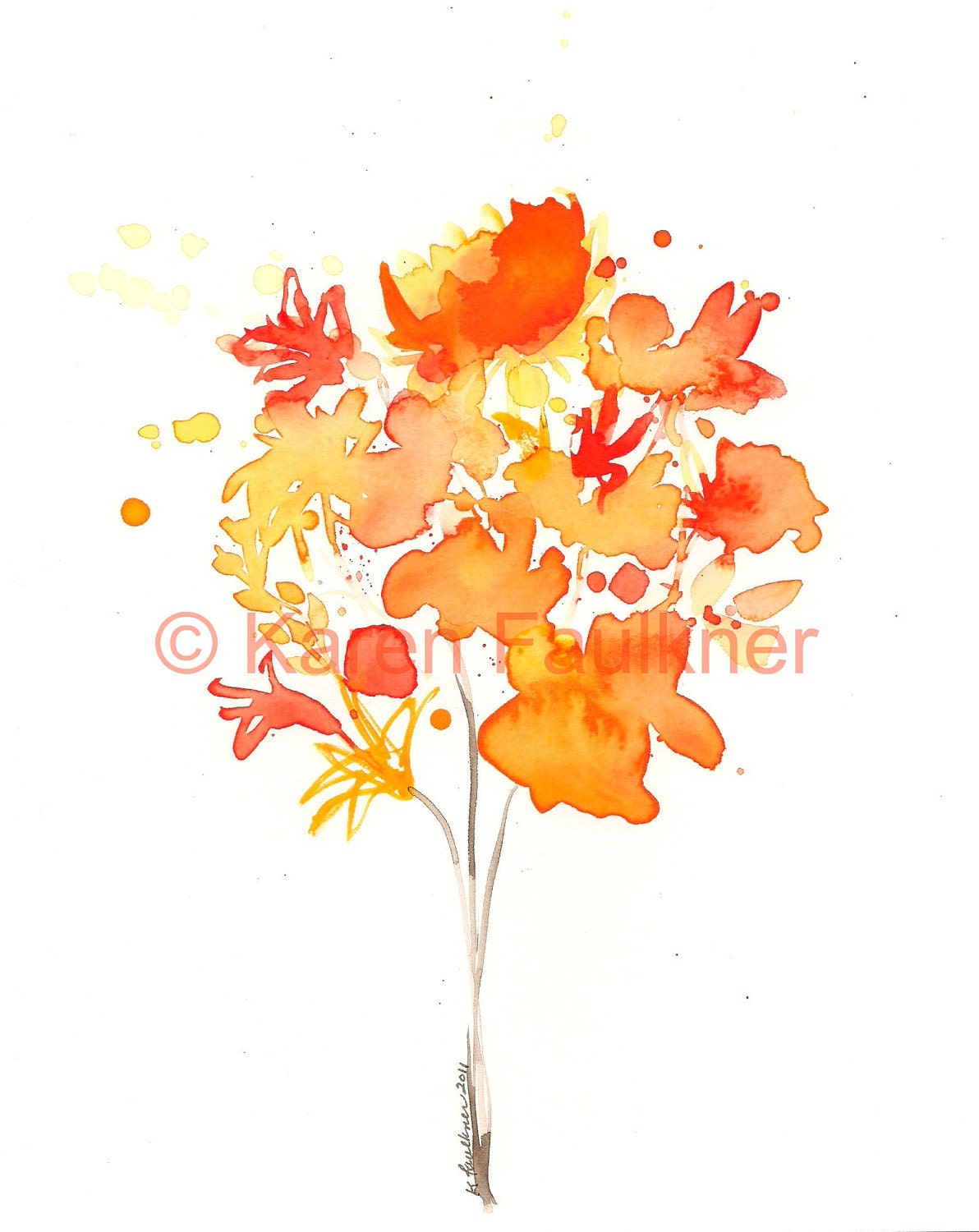 Flower, Flower Art Print, Watercolor Flowers: Bouquet of Sunshine