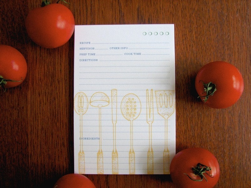 12 Utensils 4x6 Recipe Cards in Muslin Bag