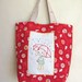 Bunny with Brolly Embroidered Tote Bag - Original, Unique, OOAK