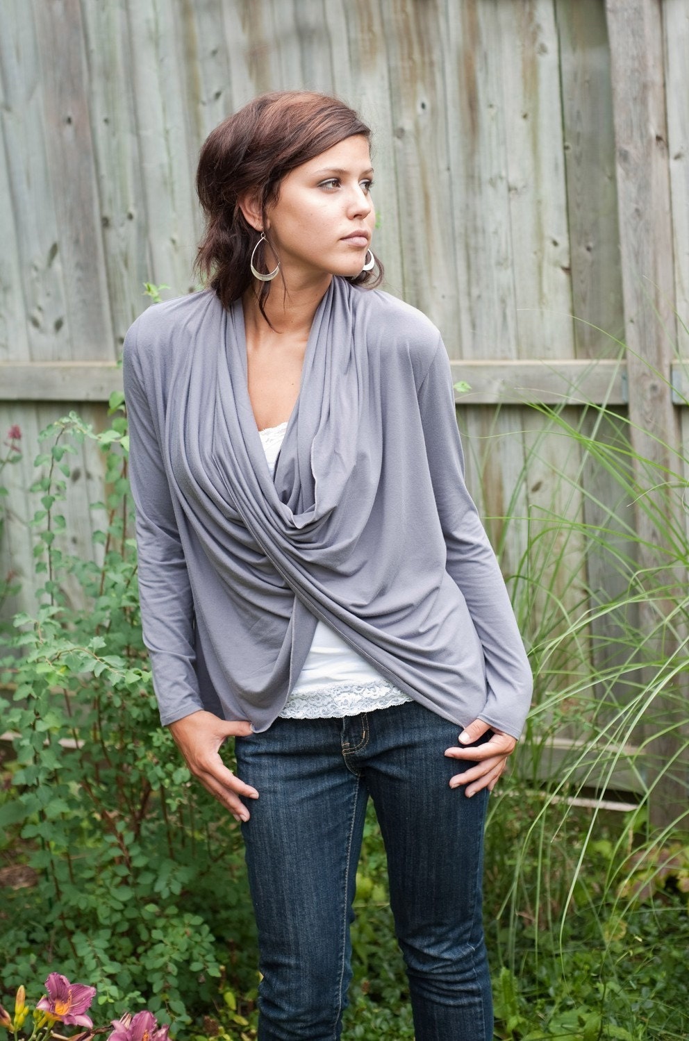 Wraparound cardigan sweater - made to order in eco friendly lilac bamboo - winter clothing