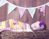 Ready to Ship. Darker Pinks and Greens, Shabby Chic Photography Prop, Party Flag Banner, Wedding Decoration. 9 Large Flags.