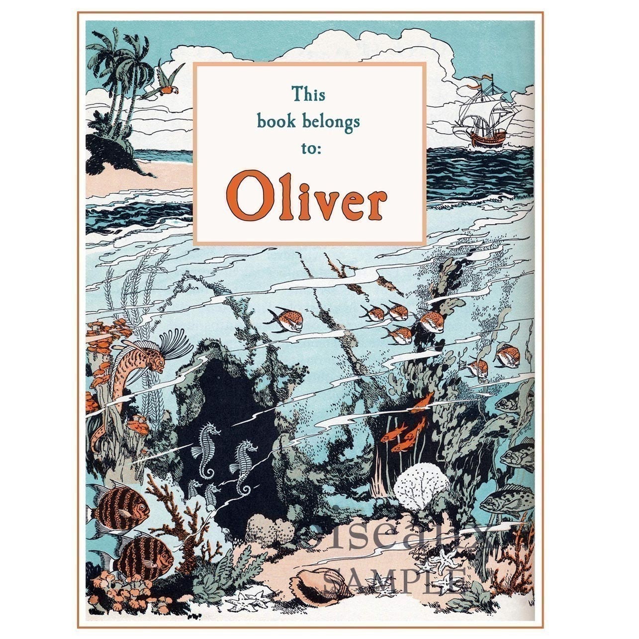 Vintage Bookplates - Under the Sea - Personalized