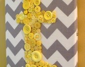 Custom Button Monogram with Chevron Design -- on 8"x10" Canvas -- by Letter Perfect Designs