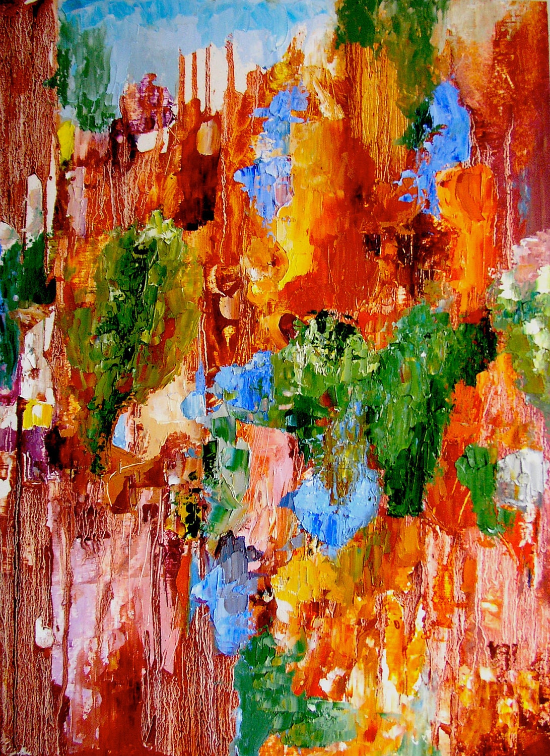 Abstract painting, original fine art, "Approaching the Labyrinth", 22 x 16