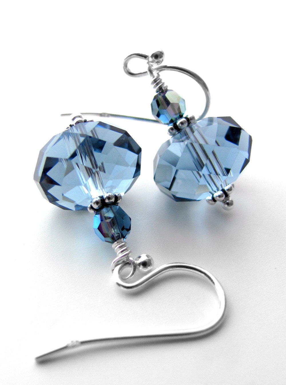 Something Blue Crystal Earrings - Sky Blue Swarovski Crystal Earrings, Bridal Wedding Jewelry, Bridesmaid Earrings, Baby Blue New Mom Mother